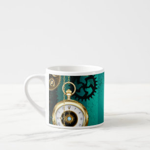 Steampunk Jewelry Watch on a Green Background Espresso Kop
