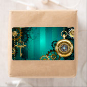 Steampunk Jewelry Watch on a Green Background Etiket (Insitu)
