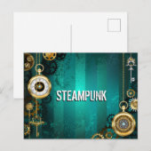 Steampunk Jewelry Watch on a Green Background Feestdagenkaart (Voorkant / Achterkant)