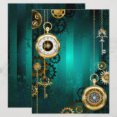 Steampunk Jewelry Watch on a Green Background Feestdagenkaart (Voorkant / Achterkant)