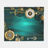 Steampunk Jewelry Watch on a Green Background Fleece Deken (Voorkant (Horizontaal))