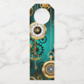 Steampunk Jewelry Watch on a Green Background Flessenhanger (Voorkant)