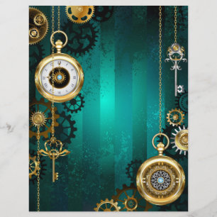 Steampunk Jewelry Watch on a Green Background Flyer