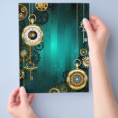 Steampunk Jewelry Watch on a Green Background Flyer (Hand)