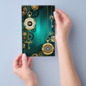 Steampunk Jewelry Watch on a Green Background Flyer (Hand)