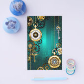 Steampunk Jewelry Watch on a Green Background Flyer (Enkel)