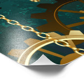 Steampunk Jewelry Watch on a Green Background Foto Afdruk (Hoek)