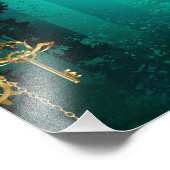 Steampunk Jewelry Watch on a Green Background Foto Afdruk (Hoek)