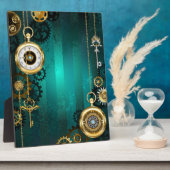 Steampunk Jewelry Watch on a Green Background Fotoplaat (Zijkant)