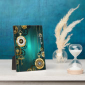 Steampunk Jewelry Watch on a Green Background Fotoplaat (Zijkant)