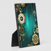 Steampunk Jewelry Watch on a Green Background Fotoplaat (Zijkant)