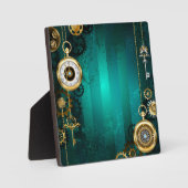 Steampunk Jewelry Watch on a Green Background Fotoplaat (Voorkant)