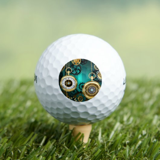 Steampunk Jewelry Watch on a Green Background Golfballen (Insitu Shirt)
