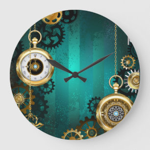 Steampunk Jewelry Watch on a Green Background Grote Klok