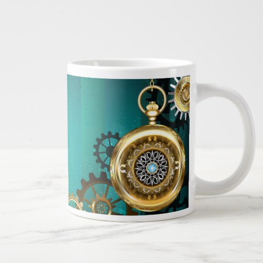 Steampunk Jewelry Watch on a Green Background Grote Koffiekop (Rechts)