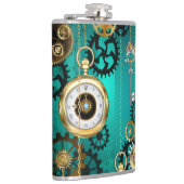 Steampunk Jewelry Watch on a Green Background Heupfles (Rechts)