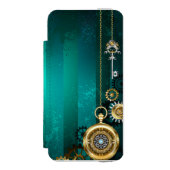 Steampunk Jewelry Watch on a Green Background Incipio iPhone Portemonnee Hoesje (Voorkant Agenda)