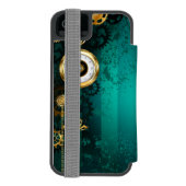 Steampunk Jewelry Watch on a Green Background Incipio iPhone Portemonnee Hoesje (Agenda Achterkant)