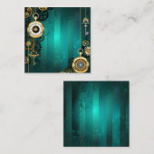 Steampunk Jewelry Watch on a Green Background Informatiekaartje (Voorkant / Achterkant)