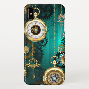 Steampunk Jewelry Watch on a Green Background iPhone XS Max Hoesje