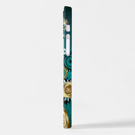 Steampunk Jewelry Watch on a Green Background iPhone Hoesje (Linkerkant)