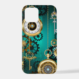 Steampunk Jewelry Watch on a Green Background iPhone 12 Pro Hoesje