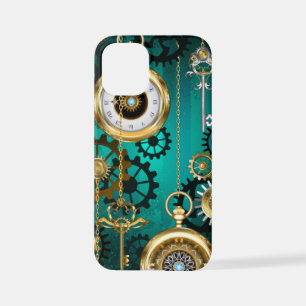 Steampunk Jewelry Watch on a Green Background iPhone 12 Mini Hoesje