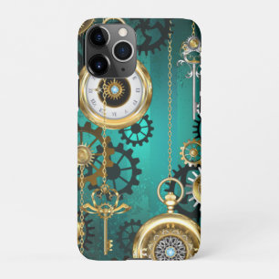 Steampunk Jewelry Watch on a Green Background iPhone 11Pro Hoesje