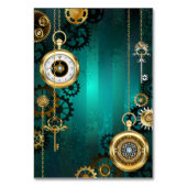 Steampunk Jewelry Watch on a Green Background Kaart (Voorkant)
