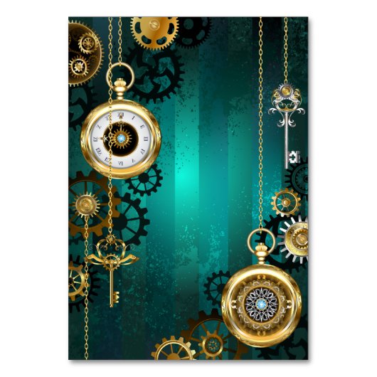 Steampunk Jewelry Watch on a Green Background Kaart (Voorkant)