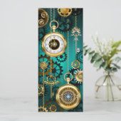 Steampunk Jewelry Watch on a Green Background Kaart (Staand voorkant)