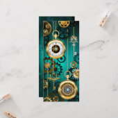 Steampunk Jewelry Watch on a Green Background Kaart (Voorkant / Achterkant in situ)