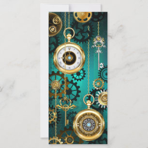 Steampunk Jewelry Watch on a Green Background Kaart
