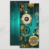 Steampunk Jewelry Watch on a Green Background Kaart (Voorkant / Achterkant)