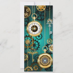 Steampunk Jewelry Watch on a Green Background Kaart