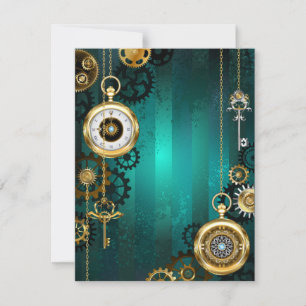Steampunk Jewelry Watch on a Green Background Kaart