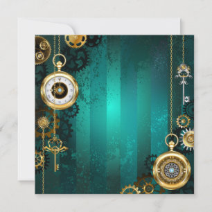 Steampunk Jewelry Watch on a Green Background Kaart