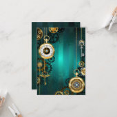 Steampunk Jewelry Watch on a Green Background Kaart (Voorkant / Achterkant in situ)