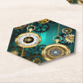 Steampunk Jewelry Watch on a Green Background Kartonnen Onderzetters (Schuin)