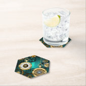 Steampunk Jewelry Watch on a Green Background Kartonnen Onderzetters (Insitu)