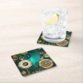 Steampunk Jewelry Watch on a Green Background Kartonnen Onderzetters (Insitu)