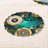 Steampunk Jewelry Watch on a Green Background Kartonnen Onderzetters (Gekanteld)