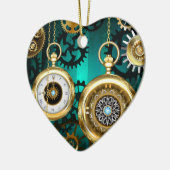 Steampunk Jewelry Watch on a Green Background Keramisch Ornament (Links)