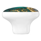 Steampunk Jewelry Watch on a Green Background Keramische Knop (Zijkant)