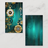 Steampunk Jewelry Watch on a Green Background Klantenkaartje (Voorkant / Achterkant)