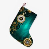 Steampunk Jewelry Watch on a Green Background Kleine Kerstsok (Voorkant (Hangend))
