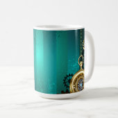 Steampunk Jewelry Watch on a Green Background Koffiemok (Voorkant rechts)