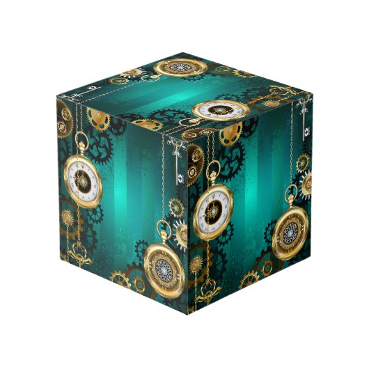 Steampunk Jewelry Watch on a Green Background Kubus (Achter hoekig)