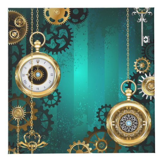 Steampunk Jewelry Watch on a Green Background Kubus (Voorkant)