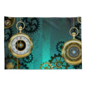 Steampunk Jewelry Watch on a Green Background Kussensloop (Achterkant-Rechts)